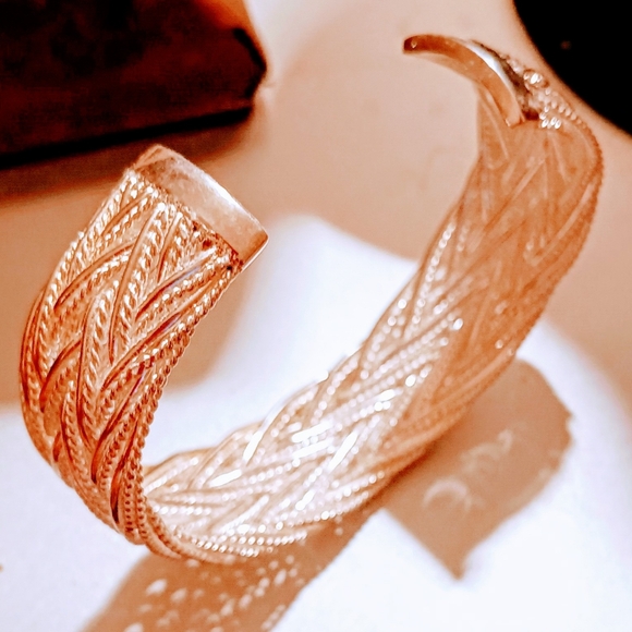Vintage Estate Native Twine Braided Sterling Silver Cuff 7- 7.5 inch  Bracelet . - Picture 11 of 12